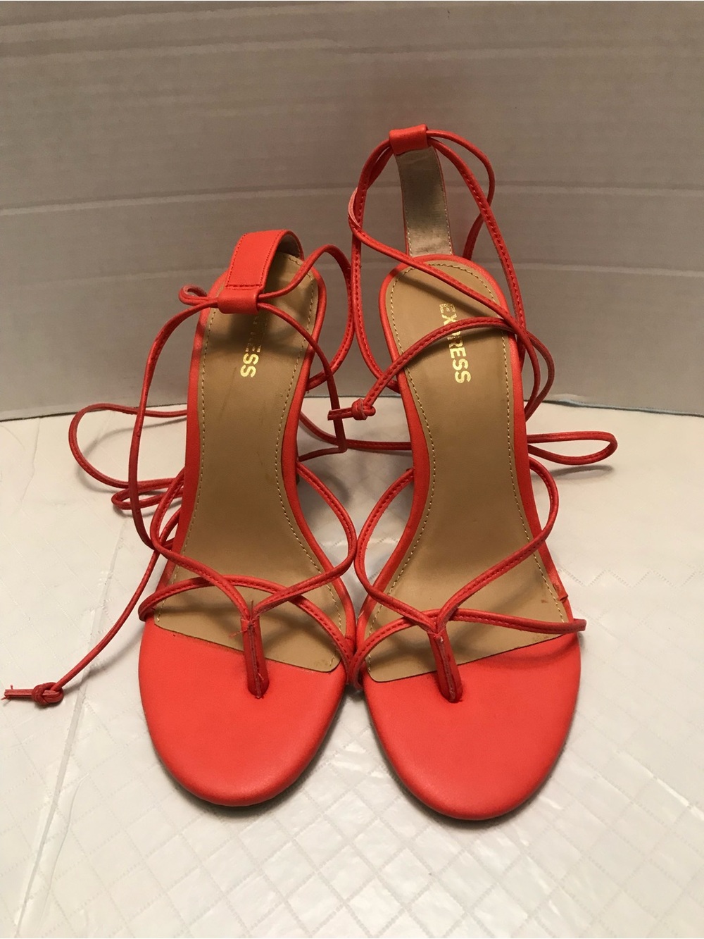 Express Coral Lace-Up Strappy Heeled Sandals